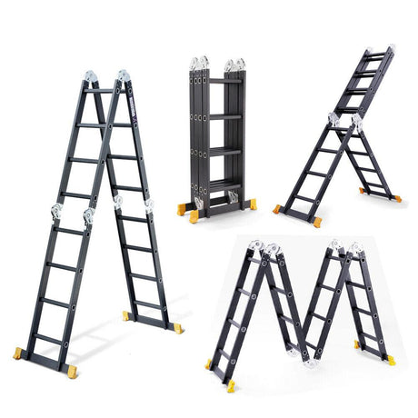 Aluminum Folding Step Ladder with Sturdy Frame and Secure Locking