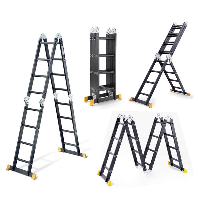 Aluminum Folding Step Ladder with Sturdy Frame and Secure Locking