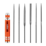 Comprehensive 7-Piece Mini Needle File Set - Includes Six File Types and Ergonomic Handle for Wood and Metal Carving