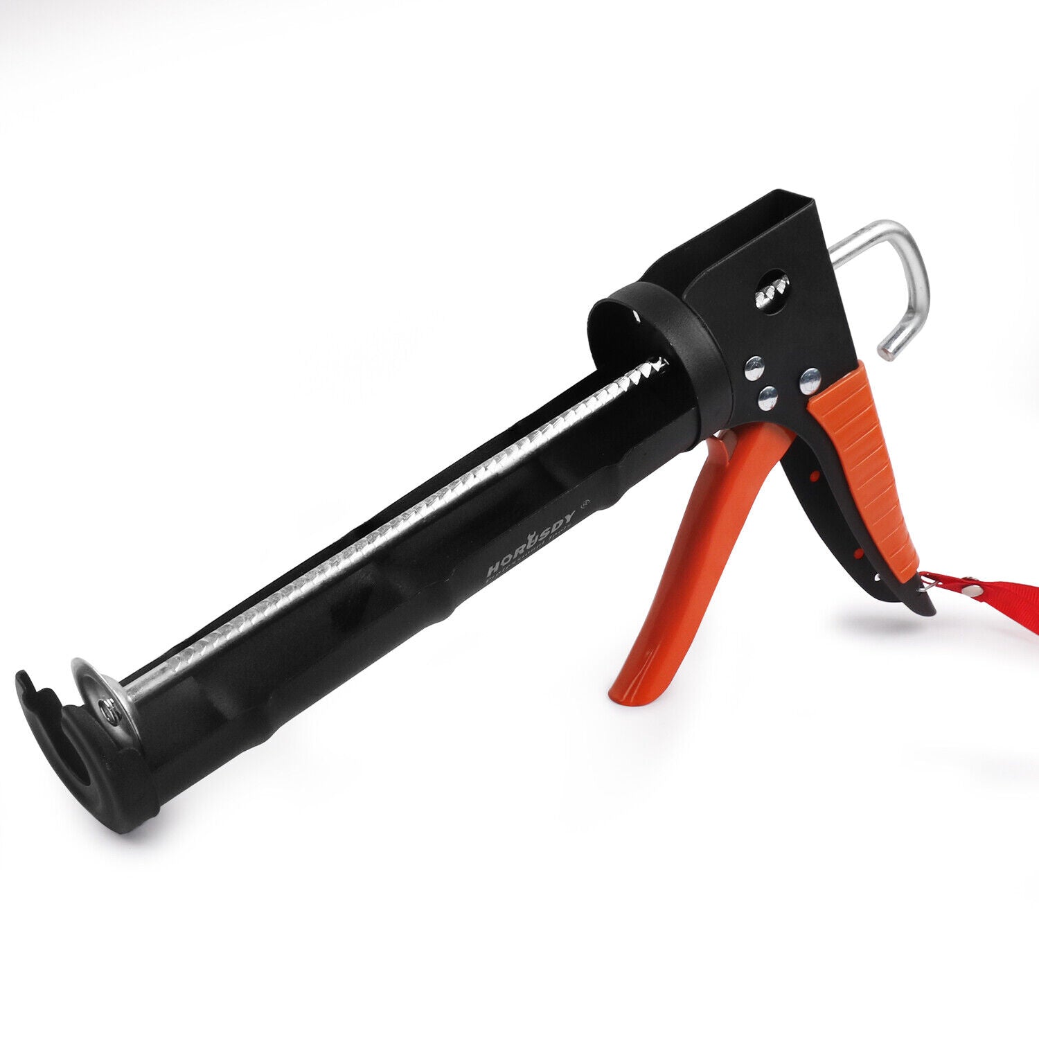 HORUSDY 9-inch Caulking Gun with High Thrust Ratio and Drip-Free Technology, Featuring Ergonomic Grip, Revolving Barrel, Seal Punch, and Ladder Hook for Professional Sealing Applications