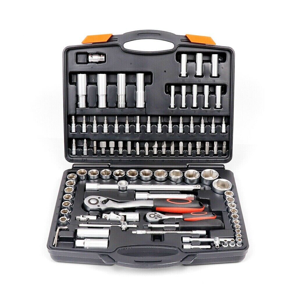 Extensive 94-Piece Socket and Ratchet Wrench Set - Chrome Vanadium Steel, Perfect for Vehicle Maintenance and Home Repair