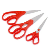 Image of a versatile 3-piece stainless steel scissors set, featuring sizes 215mm, 210mm, and 180mm, ideal for kitchen, home, and office use.