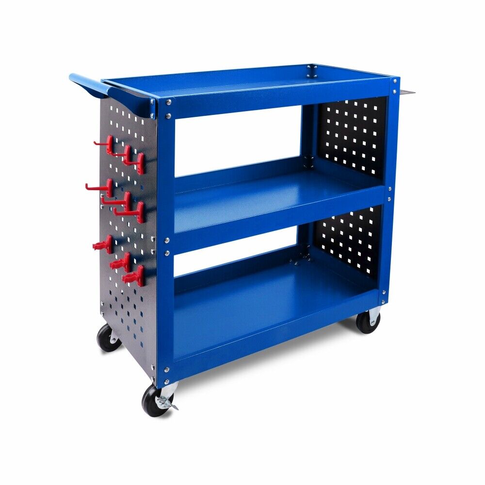 Heavy-Duty Tool Storage Trolley with Pegboard Hooks, efficient organization and easy mobility for workshop tools.