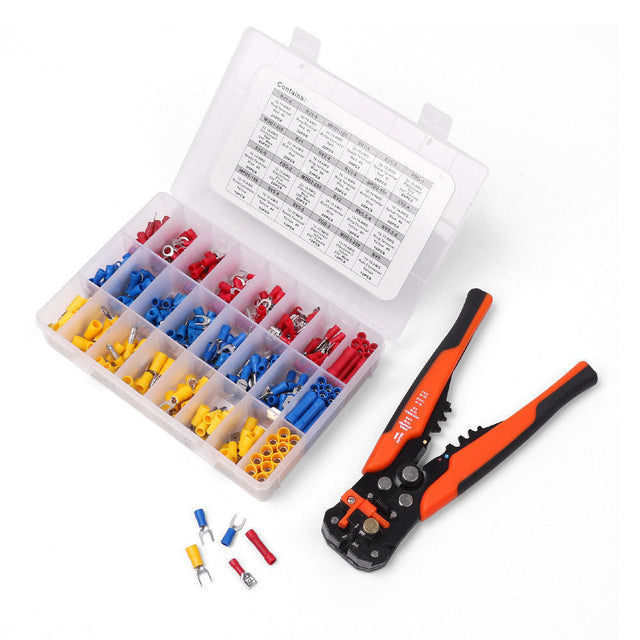Electrical Wire Connectors Kit featuring 400 assorted terminals with Cable Crimper and Stripper Tool for various electrical projects