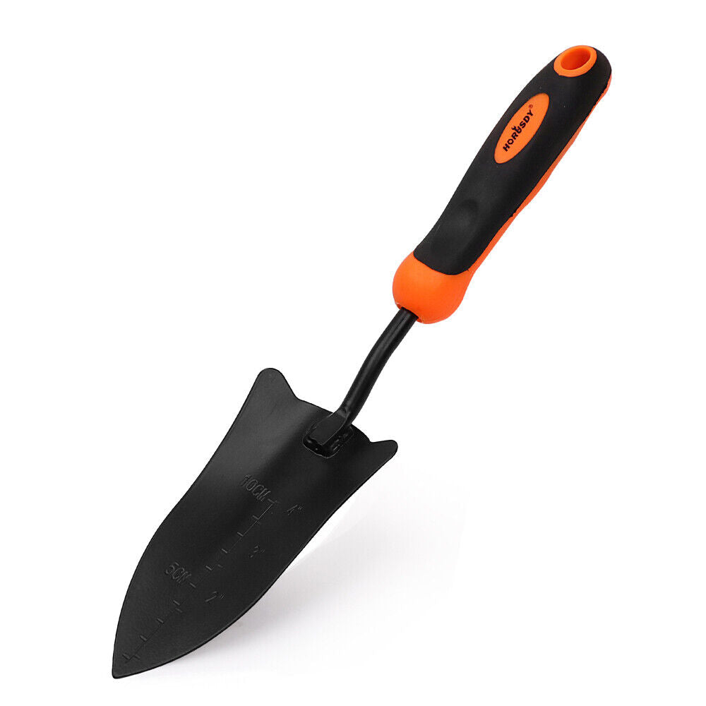 Durable 14-Inch Hand Shovel with Carbon Steel Blade and Rubber Handle for Gardening and Digging