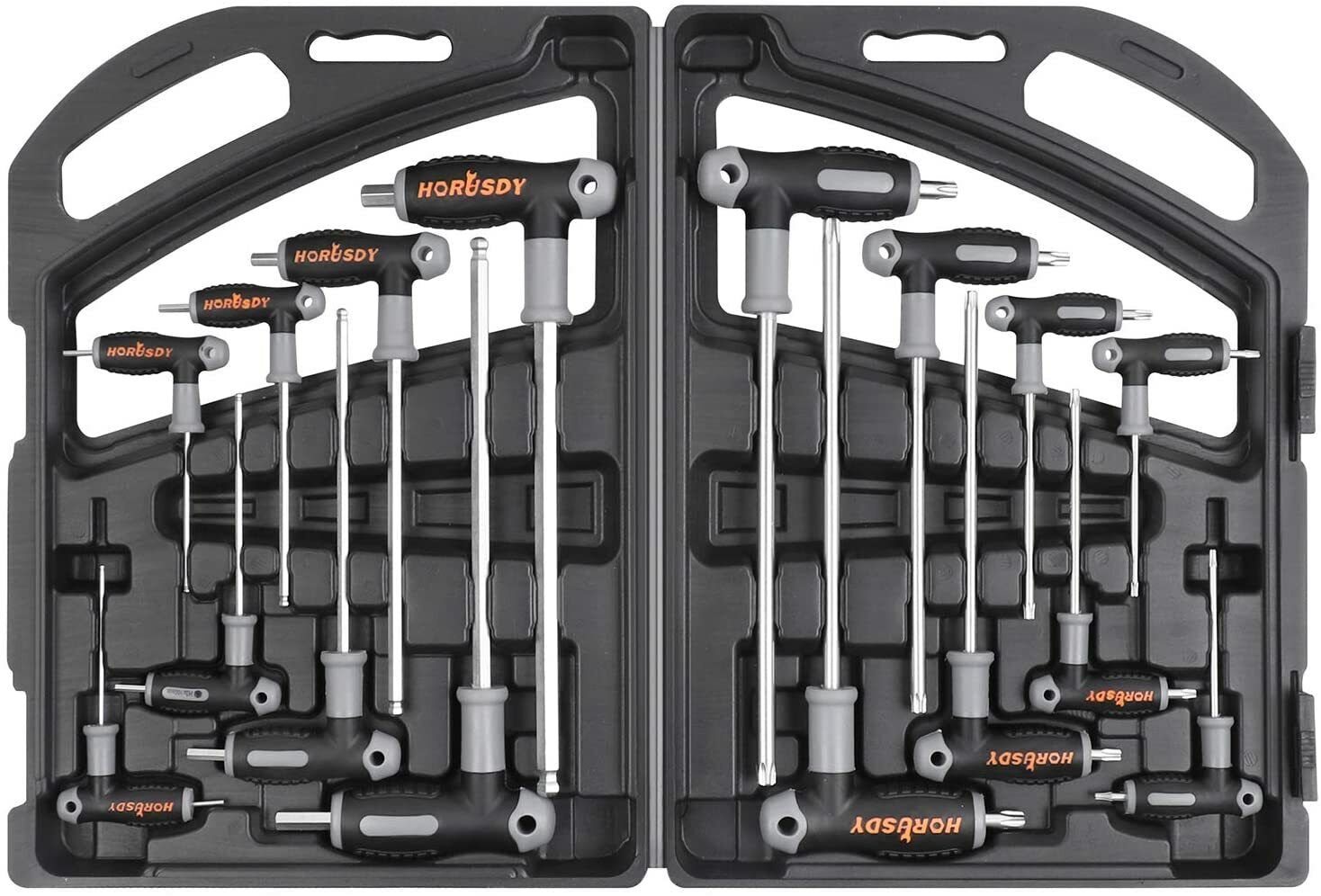 16Piece THandle Hex Key and Torx Key Set with Ball End, Extra Long A