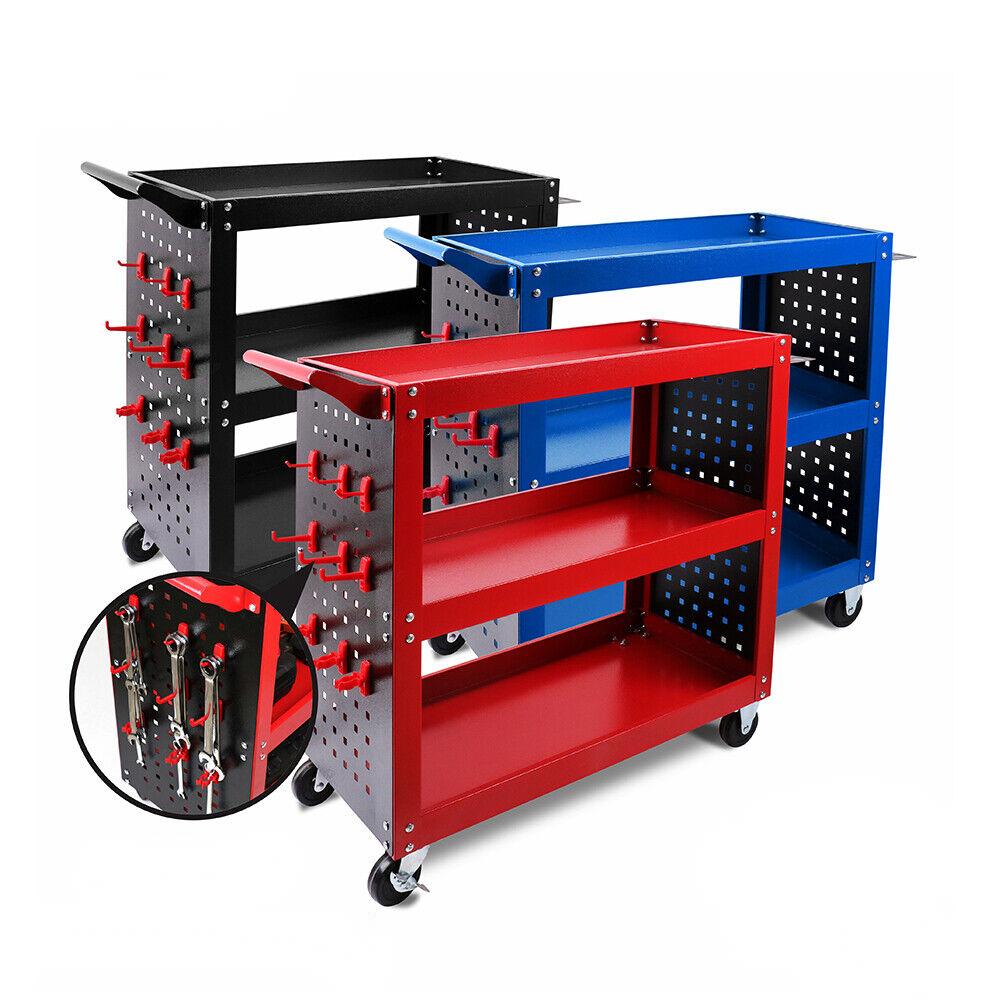 Heavy-Duty Tool Storage Trolley with Pegboard Hooks, efficient organization and easy mobility for workshop tools.
