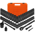 Comprehensive 50Pc 3/8" Impact Socket Set with Ratchet, Extensions, Metric & SAE Sizes, Durable Case Included