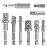 Highly Durable 9-Piece Drill Socket Adapter Set - Chrome Vanadium Steel, Multiple Sizes for Impact Drivers and Wrenches