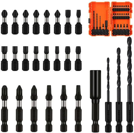 Comprehensive 26-Piece Impact Screwdriver Bit Set with Drill Bits and Magnetic Holder for Secure Fastening