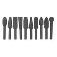 Professional 10-Piece Rotary Drill Bit Set with Wood Rasp Burrs for Precision Grooving and Polishing on Timber