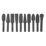 Professional 10-Piece Rotary Drill Bit Set with Wood Rasp Burrs for Precision Grooving and Polishing on Timber