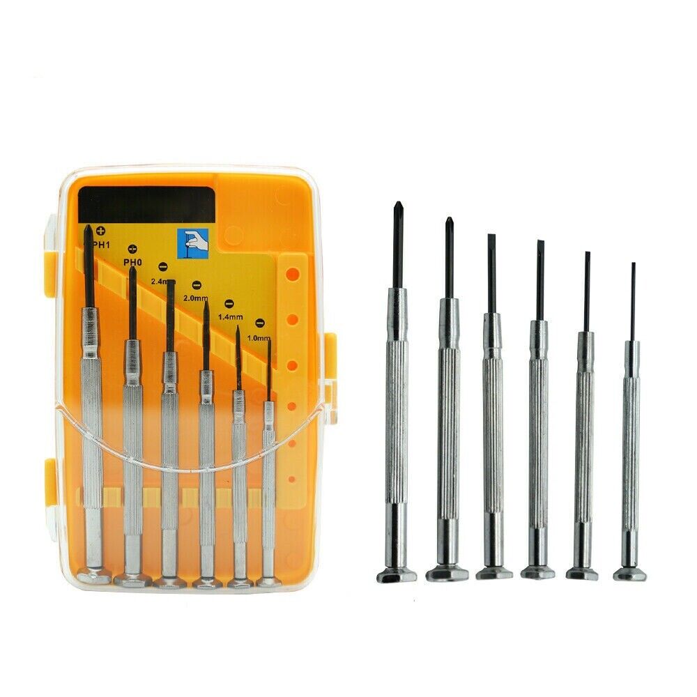 6Pc Precision Mini Screwdriver Kit - Phillips & Flathead for Phone, Watch, and Jewellery Repair, Comes with Storage Case