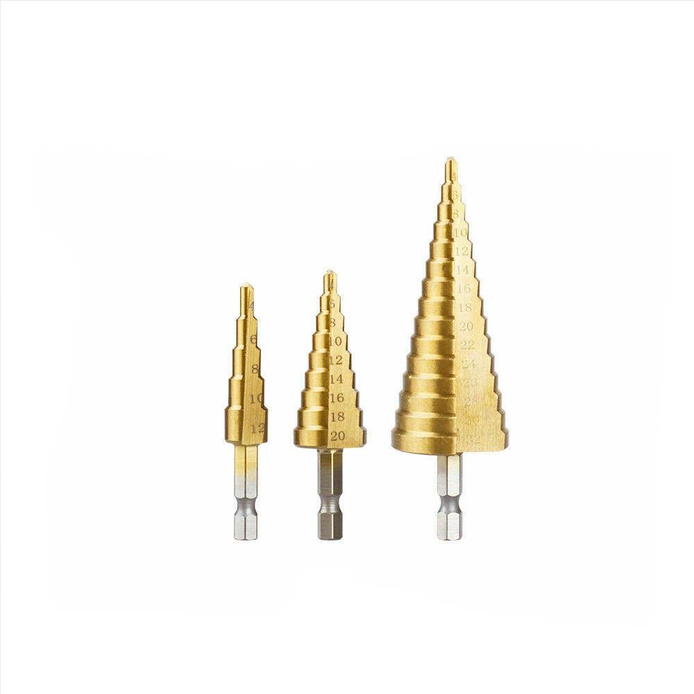  Set of HSS Steel Step Cone Drill Bits