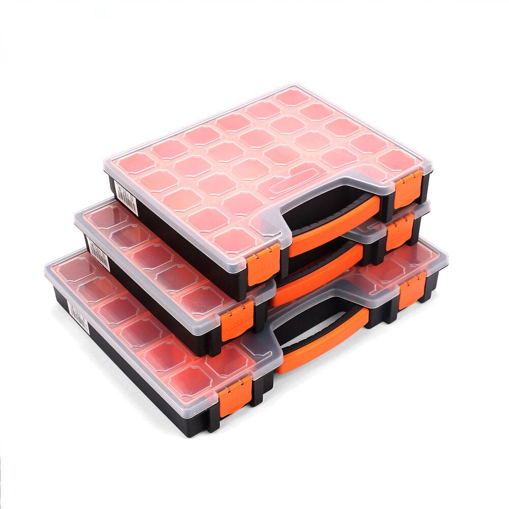 Organizer Storage Box with 14/15/22 Compartments, Plastic Carry Case for Tools and Craft Supplies