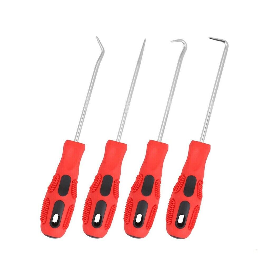 Durable 4-Piece Pick and Hook Tool Set with Ergonomic Non-Slip Rubber Handles for Precision Work