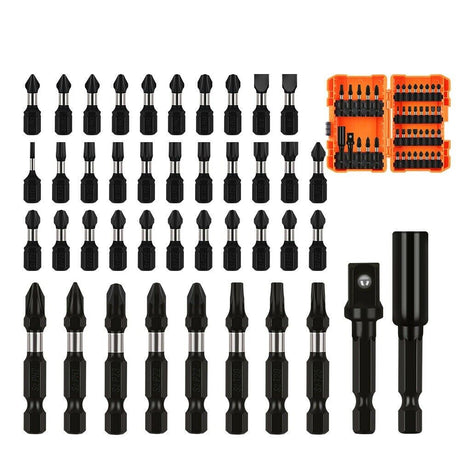 Comprehensive 42 Piece Impact Screwdriver Bit Set featuring Magnetic Drill Holder and Socket Adapter