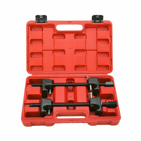  Heavy-duty coil spring compressor set for car and truck shock absorber replacement with storage case.