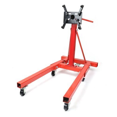 Durable 2000 lbs Capacity Engine Stand, Universal Mounting, Ideal for Auto Workshops - Includes Front and Back Casters