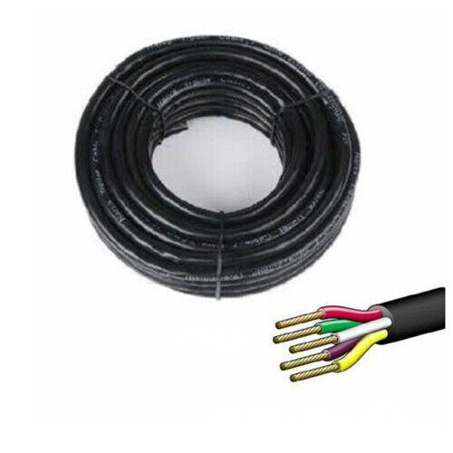 Durable 100M X 5 Core Trailer Wire Cable with Colored Conductors and Black PVC Sheath for Automotive Use